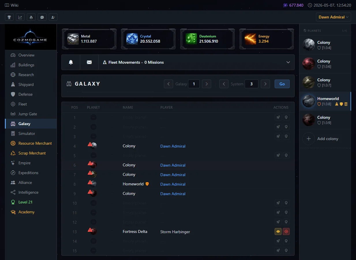 Galaxy view in CozmoGame